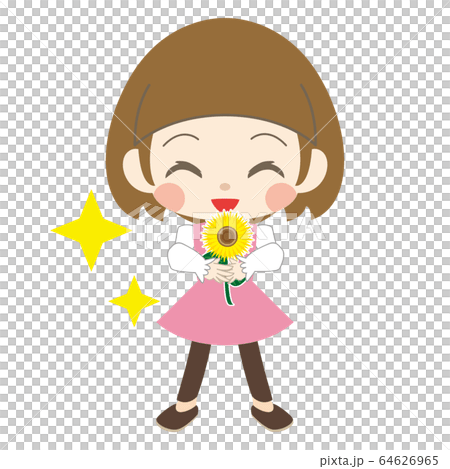 小女孩微笑著用向日葵 小女孩微笑著用向日葵 64626965