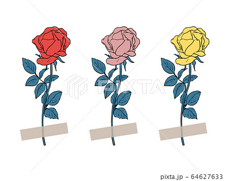 3本の薔薇のイラスト素材