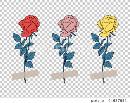 3本の薔薇のイラスト素材