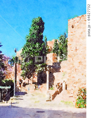 Watercolour Art Print, Travel in Europe Scene 64627732
