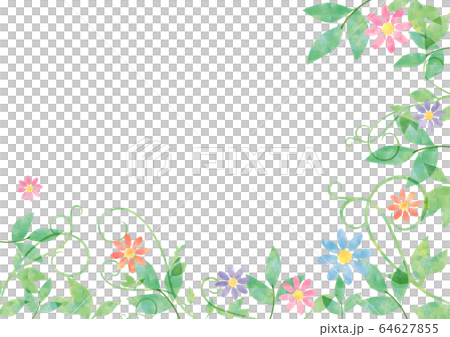 Vine and flowers_watercolor frame Vine and flowers_watercolor frame 64627855