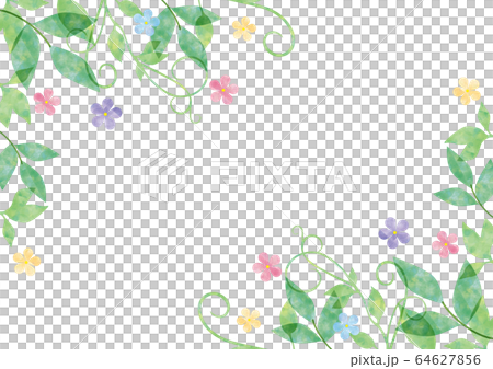 藤蔓和花朵_水彩畫框 64627856