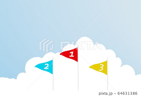 入道雲と順位の旗 ３dレンダリングのイラスト素材