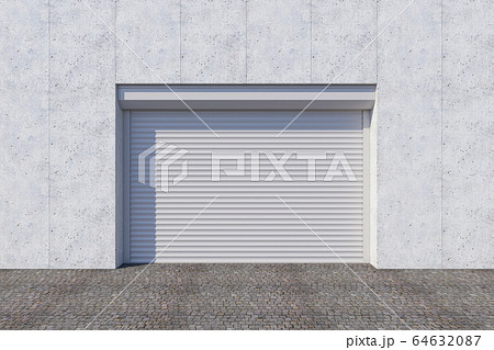 Closed shutter door or roller door on gate 64632087