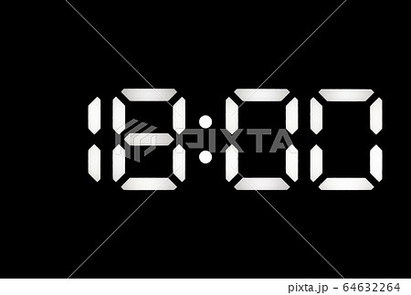 Real white led digital clock on black background 64632264