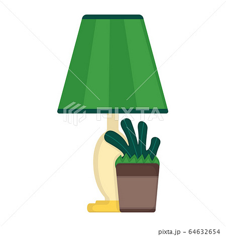 Green lamp stand with flower pot isolated on 64632654