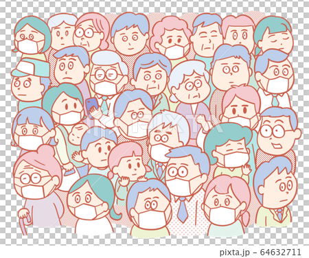 マスク_人々_集団（パステルカラー）_Masks, people, groups（pastel) 64632711