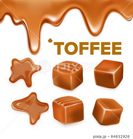 Caramel Toffee Candy Delicious Sweet Set Vectorのイラスト素材