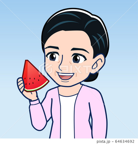 赤い西瓜のイラスト 64634692