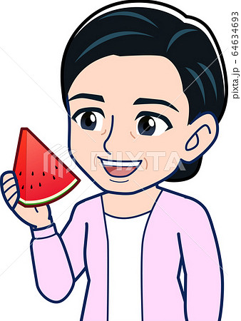 赤い西瓜のイラスト 64634693