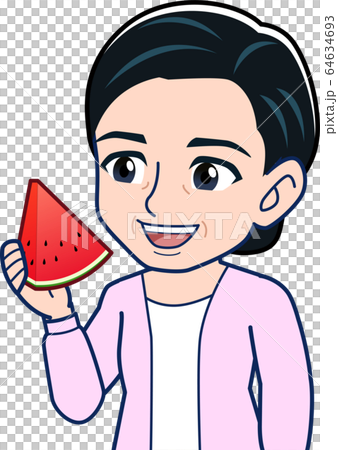 赤い西瓜のイラスト 64634693