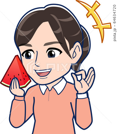 赤い西瓜のイラスト 64634720