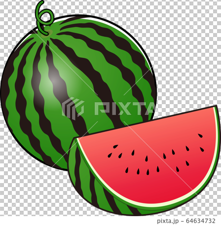 赤い西瓜のイラスト 64634732