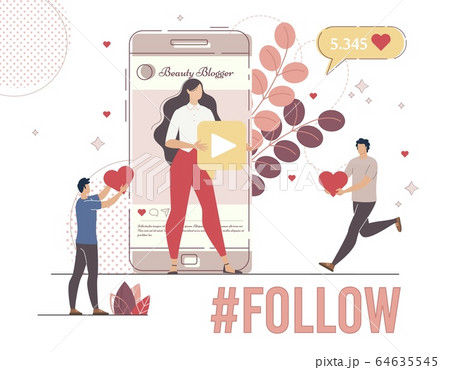 Beauty Blogger Subscriber Flat Vector Concept 64635545