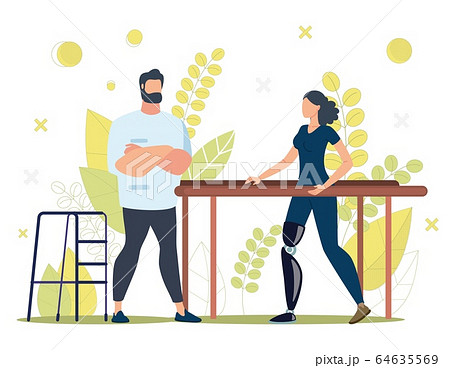 Therapist Helping Disabled Woman Vector Concept 64635569