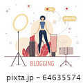 Beauty Blogger Live Stream Flat Vector Concept 64635574