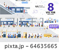 Modern City Public Transport Flat Vector Scenes 64635665