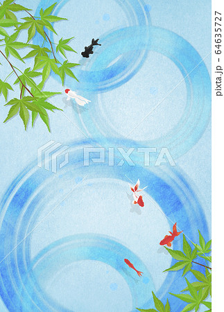 波紋 和紙 日本画 暑中見舞い 清涼感 水のイラスト素材