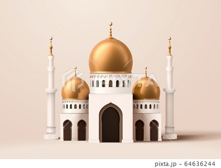 Cute Mosque Building Modelのイラスト素材