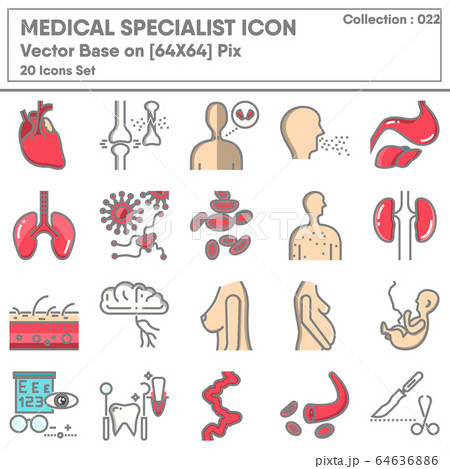 Medical Specialist Doctor and Health Care Icons Set, Medicine Hospital Icon Collection. 64636886