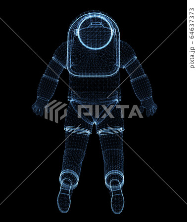 Astronaut consisting of luminous lines and dots Astronaut consisting of luminous lines and dots 64637373