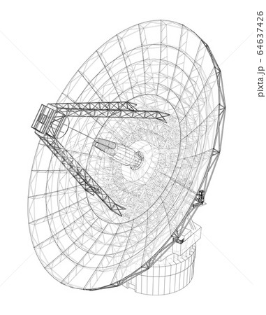 Radio Telescope concept outline. Vector 64637426