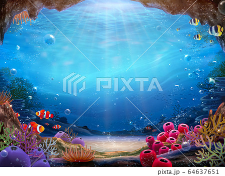 Natural Ocean Bottom Backgroundのイラスト素材