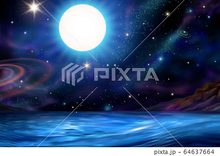 Beautiful galaxy and ocean backdrop Beautiful galaxy and ocean backdrop 64637664
