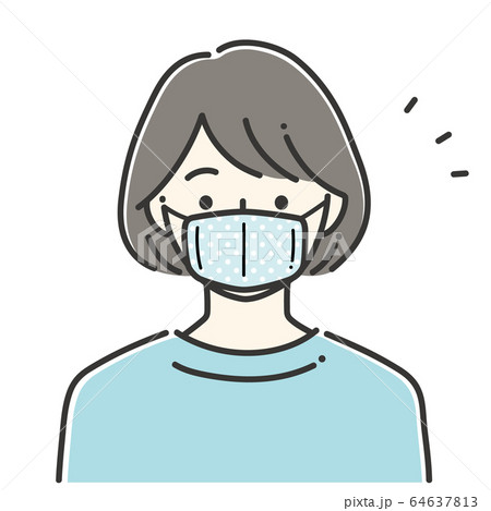 マスクの女性イラストのイラスト素材
