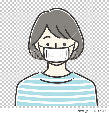 マスクの女性イラスト マスクの女性イラスト 64637814