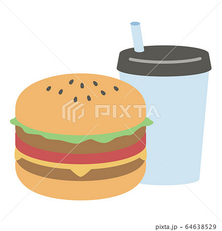 ハンバーガーとドリンク 64638529