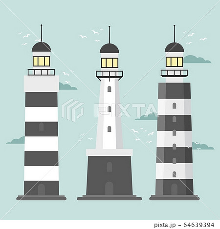 Lighthouses Set Of Large Over Stock Ilration 64639394 Pixta Lighthouses Set Of Large, Types Of Lighthouse Lights