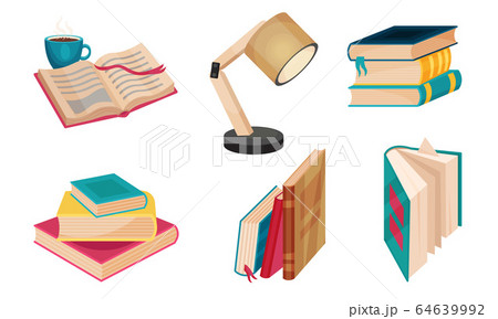 Heaps of Different Closed and Open Books and Lamp for Studying Vector Set 64639992