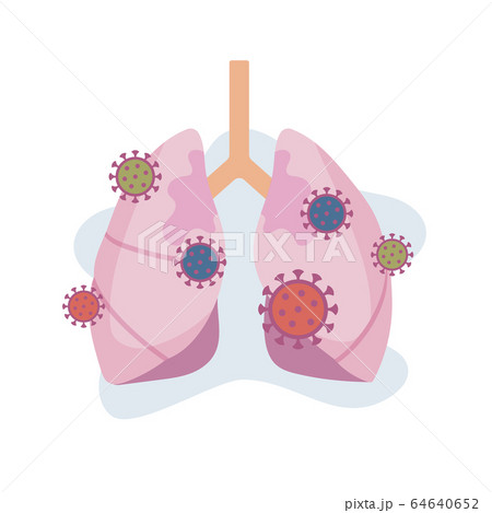 肺、ウイルス、感染、肺炎、covid-19、コロナ、イラスト、ベクター 64640652