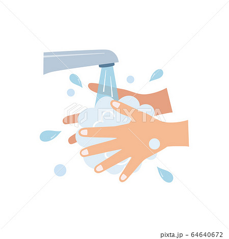 手洗い 洗う 手 泡 水 水道 Covid 19 コロナ イラスト ベクターのイラスト素材