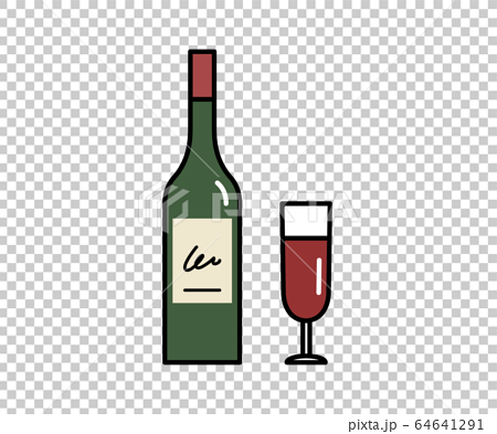 シャンパンやワインのアイコン イラスト シンプルのイラスト素材