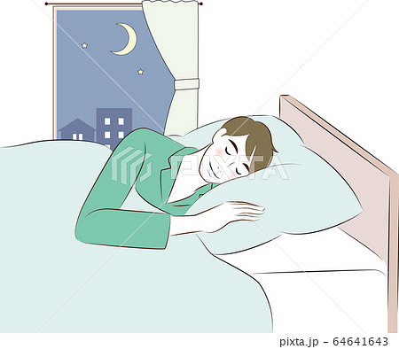 ベッドで眠る 男性のイラスト素材