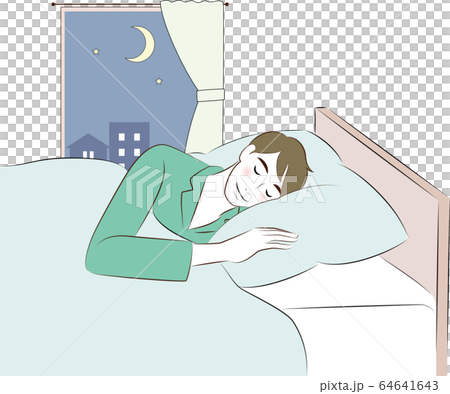 ベッドで眠る 男性のイラスト素材