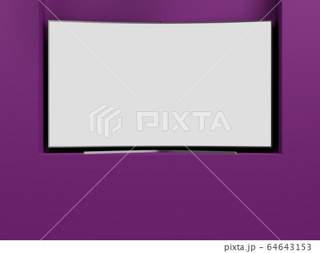 curved empty screen fuhd tv 3d render on color 64643153