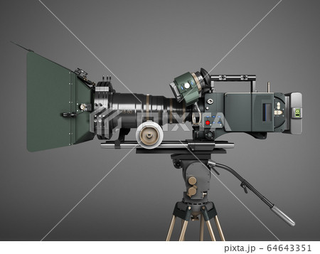 proffesional video camera 3d render on grey 64643351