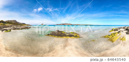 Stunning morning view of Famous La Pelosa beach Stunning morning view of Famous La Pelosa beach 64643540