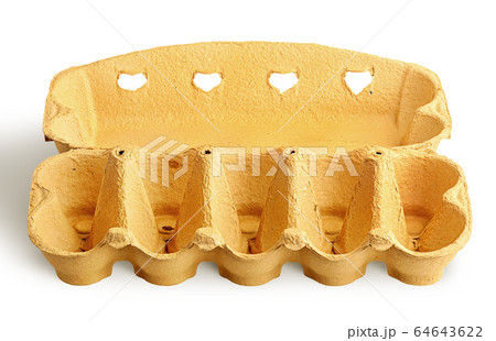 From above open cardboard egg tray 64643622