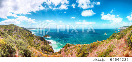 Astonishing spring view of Nebida and Fontanamare Astonishing spring view of Nebida and Fontanamare 64644285