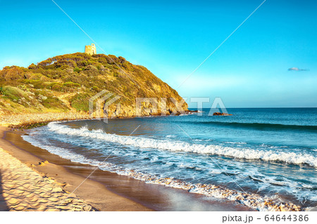 View of beautiful Chia bay and wonderful beach 64644386