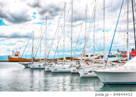 Splendid spring view on marina and Yachts and 64644452