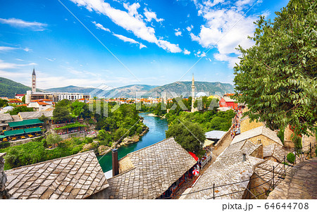 Nerteva River and Old City of Mostar, with Ottoman 64644708