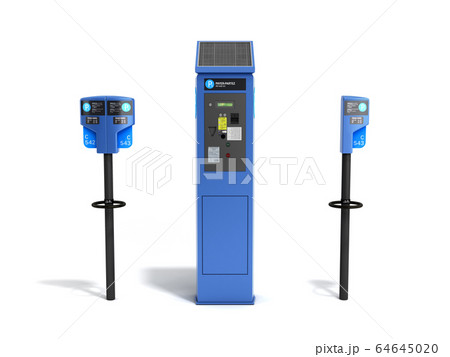 Parking meter machine 3d render on white 64645020