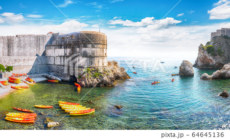 Fort Bokar and Fort Lovrijenac on a sunny day with 64645136