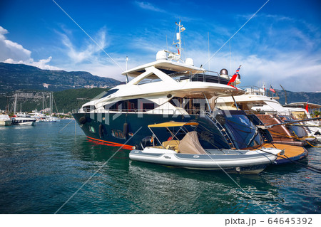 View of marine port with boats and yachts moored 64645392