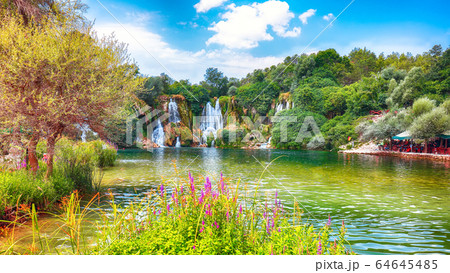 Picturesque Kravice waterfalls in the National Picturesque Kravice waterfalls in the National 64645485